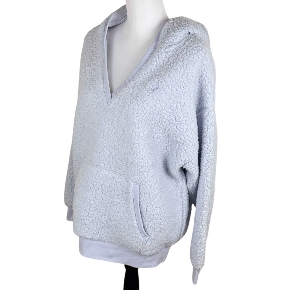 NWT PINK Victoria's Secret Cozy Fleece Pullover Hoodie Blue Sweatshirt Size XS